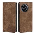 For OnePlus Ace 2/11R RFID Anti-theft Brush Magnetic Leather Phone Case(Brown) - 1