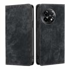For OnePlus Ace 2/11R RFID Anti-theft Brush Magnetic Leather Phone Case(Black) - 1