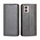 For Motorola Moto G53 5G/G13 4G/G23 4G Grid Texture Magnetic Flip Leather Phone Case(Grey) - 1