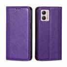 For Motorola Moto G53 5G/G13 4G/G23 4G Grid Texture Magnetic Flip Leather Phone Case(Purple) - 1