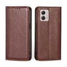 For Motorola Moto G53 5G/G13 4G/G23 4G Grid Texture Magnetic Flip Leather Phone Case(Brown) - 1