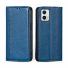 For Motorola Moto G73 5G Grid Texture Magnetic Flip Leather Phone Case(Blue) - 1