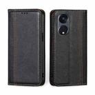 For OPPO Reno8 T 5G/A1 Pro 5G Grid Texture Magnetic Flip Leather Phone Case(Black) - 1