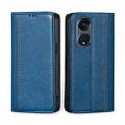 For OPPO Reno8 T 5G/A1 Pro 5G Grid Texture Magnetic Flip Leather Phone Case(Blue) - 1