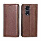 For OPPO Reno8 T 5G/A1 Pro 5G Grid Texture Magnetic Flip Leather Phone Case(Brown) - 1