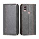 For Kyocera Android One S10 Grid Texture Magnetic Flip Leather Phone Case(Grey) - 1