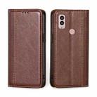 For Kyocera Android One S10 Grid Texture Magnetic Flip Leather Phone Case(Brown) - 1