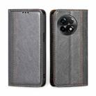 For OnePlus Ace 2/11R Grid Texture Magnetic Flip Leather Phone Case(Grey) - 1