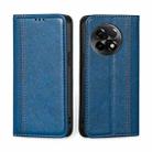 For OnePlus Ace 2/11R Grid Texture Magnetic Flip Leather Phone Case(Blue) - 1