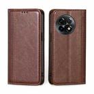 For OnePlus Ace 2/11R Grid Texture Magnetic Flip Leather Phone Case(Brown) - 1