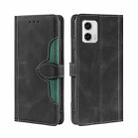 For Motorola Moto G73 5G Skin Feel Magnetic Buckle Leather Phone Case(Black) - 1