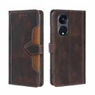 For OPPO Reno8 T 5G/A1 Pro 5G Skin Feel Magnetic Buckle Leather Phone Case(Brown) - 1