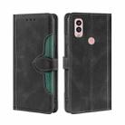 For Kyocera Android One S10 Skin Feel Magnetic Buckle Leather Phone Case(Black) - 1