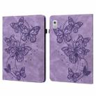 For Lenovo Tab M9 Embossed Butterfly Pattern Leather Tablet Case(Purple) - 1