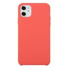 For iPhone 11 Solid Color Solid Silicone  Shockproof Case(Camellia Red) - 1