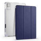 For Xiaomi Redmi Pad 10.61 3-folding Transparent TPU Smart Leather Tablet Case with Pen slot(Dark Blue) - 1