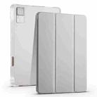 For Xiaomi Redmi Pad 10.61 3-folding Transparent TPU Smart Leather Tablet Case with Pen slot(Grey) - 1