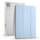 For Xiaomi Redmi Pad 10.61 3-folding Transparent TPU Smart Leather Tablet Case with Pen slot(Ice Blue) - 1