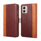 For Motorola Moto G53 5G/G13 4G/G23 4G Ostrich Texture Flip Leather Phone Case(Brown) - 1