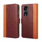 For OPPO Reno8 T 5G/A1 Pro 5G Ostrich Texture Flip Leather Phone Case(Brown) - 1
