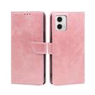 For Motorola Moto G73 5G Calf Texture Buckle Flip Leather Phone Case(Rose Gold) - 1