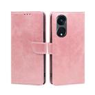 For OPPO Reno8 T 5G/A1 Pro 5G Calf Texture Buckle Flip Leather Phone Case(Rose Gold) - 1