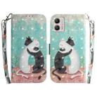 For Motorola Moto G13 / G23 / G53 3D Colored Horizontal Flip Leather Phone Case(Black White Cat) - 1