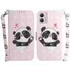 For Motorola Moto G13 / G23 / G53 3D Colored Horizontal Flip Leather Phone Case(Heart Panda) - 1