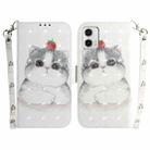 For Motorola Moto G73 3D Colored Horizontal Flip Leather Phone Case(Cute Cat) - 1