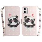 For Motorola Moto G73 3D Colored Horizontal Flip Leather Phone Case(Heart Panda) - 1