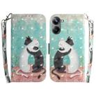 For Realme 10 Pro 5G 3D Colored Horizontal Flip Leather Phone Case(Black White Cat) - 1