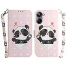 For Realme 10 Pro 5G 3D Colored Horizontal Flip Leather Phone Case(Heart Panda) - 1