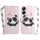 For Realme 10 Pro+ 3D Colored Horizontal Flip Leather Phone Case(Heart Panda) - 1