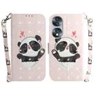 For Honor 70 3D Colored Horizontal Flip Leather Phone Case(Heart Panda) - 1