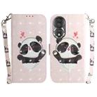 For Honor 80 3D Colored Horizontal Flip Leather Phone Case(Heart Panda) - 1