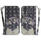 For Honor 80 3D Colored Horizontal Flip Leather Phone Case(Hug Cat) - 1