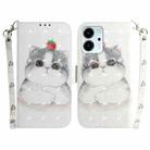 For Honor 80 SE 3D Colored Horizontal Flip Leather Phone Case(Cute Cat) - 1