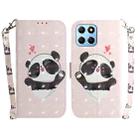 For Honor X8 5G 3D Colored Horizontal Flip Leather Phone Case(Heart Panda) - 1