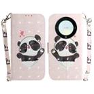 For Honor X9a 3D Colored Horizontal Flip Leather Phone Case(Heart Panda) - 1