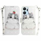 For Honor X7A 3D Colored Horizontal Flip Leather Phone Case(Cute Cat) - 1