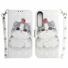 For Sony Xperia 1 IV 2023 3D Colored Horizontal Flip Leather Phone Case(Cute Cat) - 1