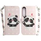 For Sony Xperia 1 IV 2023 3D Colored Horizontal Flip Leather Phone Case(Heart Panda) - 1