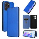 For Honor X7a Carbon Fiber Texture Flip Leather Phone Case(Blue) - 1