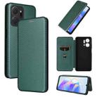 For Honor X7a Carbon Fiber Texture Flip Leather Phone Case(Green) - 1