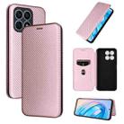 For Honor X8a Carbon Fiber Texture Flip Leather Phone Case(Pink) - 1