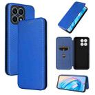 For Honor X8a Carbon Fiber Texture Flip Leather Phone Case(Blue) - 1