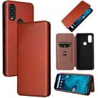 For Kyocera Android One S10 Carbon Fiber Texture Flip Leather Phone Case(Brown) - 1