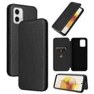 For Motorola Moto G73 Carbon Fiber Texture Flip Leather Phone Case(Black) - 1