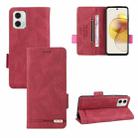 For Motorola Moto G73 Magnetic Clasp Flip Leather Phone Case(Red) - 1