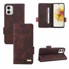 For Motorola Moto G73 Magnetic Clasp Flip Leather Phone Case(Brown) - 1